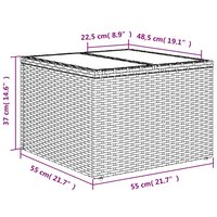 Tuintafel met glazen blad 55x55x37 cm poly rattan grijs 9