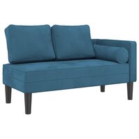 Chaise longue met kussens fluweel blauw 2