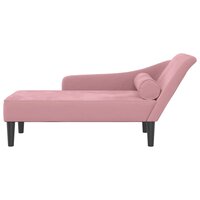 Chaise longue met kussens fluweel roze 3