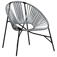 Tuinstoel Egg poly rattan zwart en lichtgrijs 2