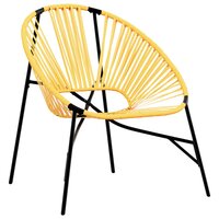 Tuinstoel Egg poly rattan zwart en geel 2