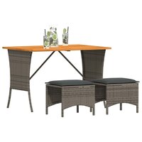 3-delige Tuinset met kussens poly rattan grijs 4