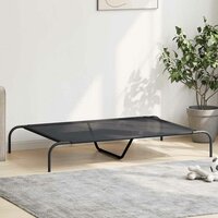 Hondenmand verhoogd 130x80x20 cm textiel en staal zwart 3