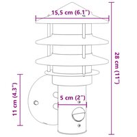 Buitenwandlamp met sensor roestvrij staal zwart 7