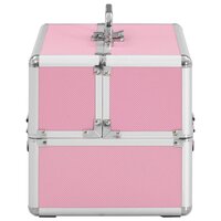 Make-up koffer 22x30x21 cm aluminium roze  4