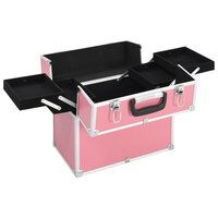 Make-up koffer 38x23x34 cm aluminium roze 2