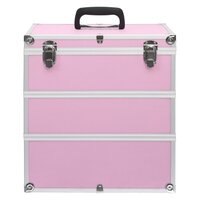 Make-up koffer 37x24x40 cm aluminium roze 3