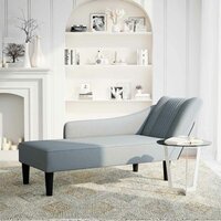 Chaise longue met rechterarmleuning stof lichtgrijs 2
