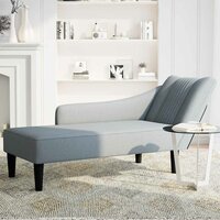 Chaise longue met rechterarmleuning stof lichtgrijs 3