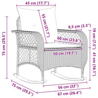 Tuinschommelstoel met kussens poly rattan beige 9