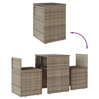 3-delige Bistroset met kussens poly rattan grijs 8