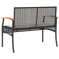 Tuinbank met kussen poly rattan en acaciahout zwart 6