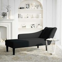 Chaise longue met rechterarmleuning stof zwart 2