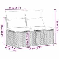 2-delige Loungeset met kussens poly rattan acacia zwart 7