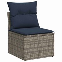 2-delige Loungeset met kussens poly rattan acacia grijs 4