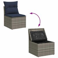 2-delige Loungeset met kussens poly rattan acacia grijs 5