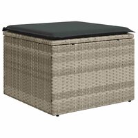 2-delige Loungeset met kussens poly rattan acacia lichtgrijs 4