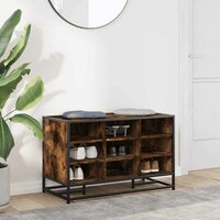 Schoenenbank 84x40x53,5 cm bewerkt hout en metaal gerookt eiken 3