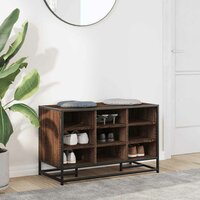Schoenenbank 84x40x53,5 cm bewerkt hout en metaal bruin eiken 3