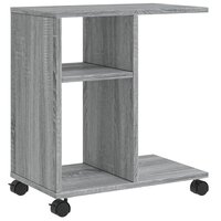 Bijzettafel met wieltjes 50x30x55 cm hout grijs sonoma eiken 2
