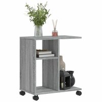 Bijzettafel met wieltjes 50x30x55 cm hout grijs sonoma eiken 4