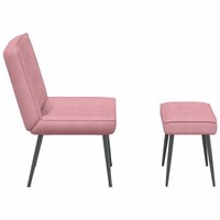 Relaxstoel met voetenbank fluweel roze 7