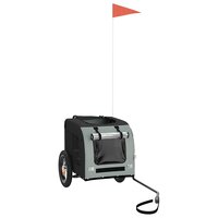 Hondenfietstrailer oxford stof en ijzer grijs en zwart 3