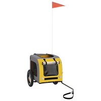 Hondenfietstrailer oxford stof en ijzer geel en grijs 3