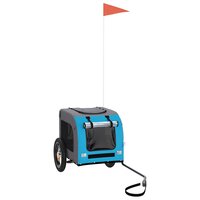 Hondenfietstrailer oxford stof en ijzer blauw en grijs 2