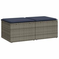 2-delige Loungeset met kussens poly rattan acacia grijs 2