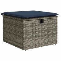 2-delige Loungeset met kussens poly rattan acacia grijs 4