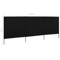 Windscherm 3-panelen 400x120 cm stof zwart 6
