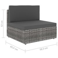 Middenbank sectioneel poly rattan grijs 6
