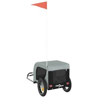 Hondenfietstrailer oxford stof en ijzer grijs en zwart 7