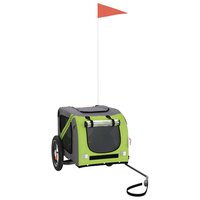 Hondenfietstrailer oxford stof en ijzer groen en grijs 2