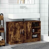 Wastafelkast 90x29x55 cm bewerkt hout gerookt eikenkleurig 3