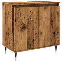 Badkamerkast 58x33x60 cm bewerkt hout oud houtkleurig 2