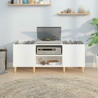 Platenkast 121x38x48 cm bewerkt hout hoogglans wit 3