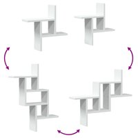 Wandschappen 2 st 38x12x38 cm bewerkt hout wit 7