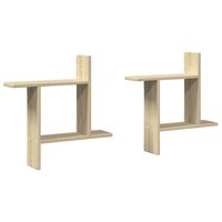 Wandschappen 2 st 50x12x50 cm bewerkt hout sonoma eikenkleurig 2