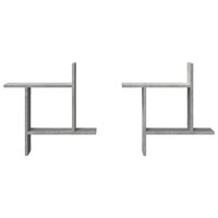 Wandschappen 2 st 50x12x50 cm bewerkt hout betongrijs 4