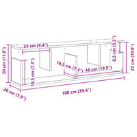 Wandkast 100x20x30 cm bewerkt hout bruin eikenkleur 9