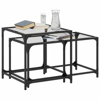 2-delige Tafeltjesset met transparant glazen blad staal 3