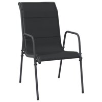 Tuinstoelen 2 st staal en textileen zwart 3