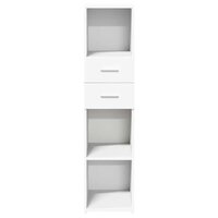 Hoge kast 30x42,5x124 cm bewerkt hout wit 4