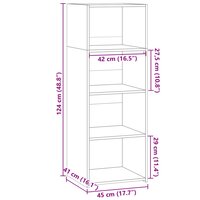 Hoge kast 45x41x124 cm bewerkt hout betongrijs 9