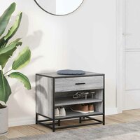 Schoenenbank 60x40x53,5 cm bewerkt hout en metaal grijs sonoma 3