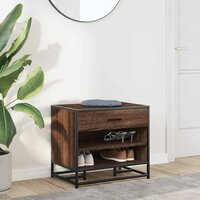Schoenenbank 60x40x53,5 cm bewerkt hout en metaal bruin eiken 3