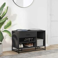 Schoenenbank 80x40x53,5 cm bewerkt hout en metaal zwart 3