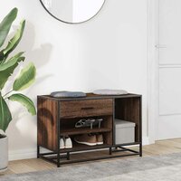 Schoenenbank 80x40x53,5 cm bewerkt hout en metaal bruin eiken 3